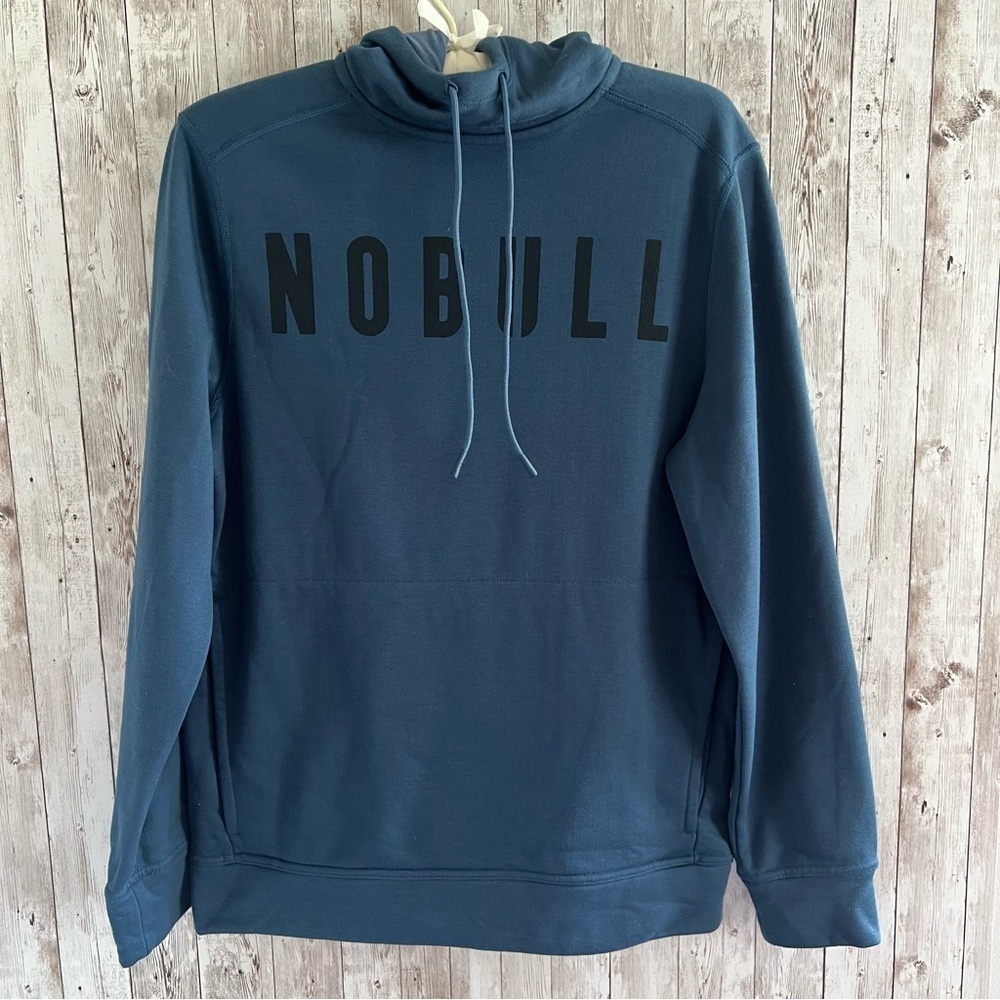NOBULL Womens Blue Hooded Sweatshirt Kangaroo Pocket Athleisure Small